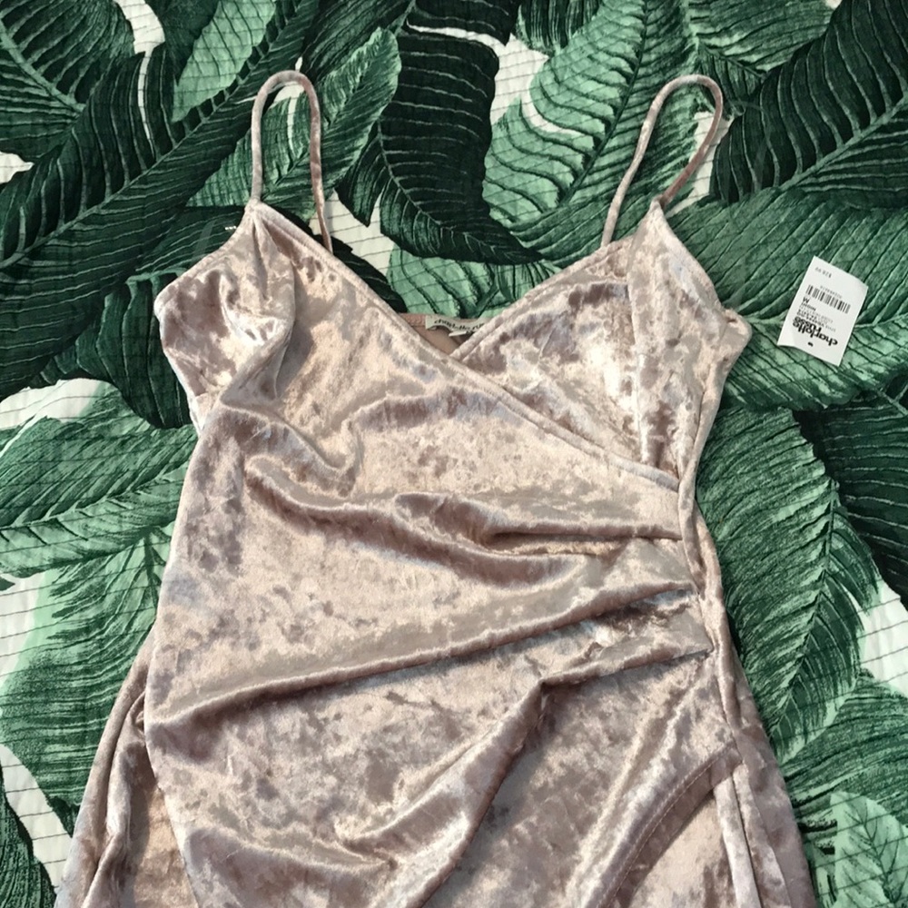 lavender pink velvet asymmetrical dress